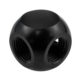 PIYANYO G1/4“ Water Cooling Spherical 3 Way T-Type Connector Thread Water Cooling Fitting Computer Water Cooling Accessories Computer Water Cooling System Connector Black -1PCS