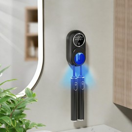 Wall-Mounted Toothbrush Holder with 2 Slots - No Drill Inductance Cleaner Case for Electric/Manual Toothbrushes,Bathroom Toothbrush Organizer with Waterproof & Space-Saving Design (Black 1)