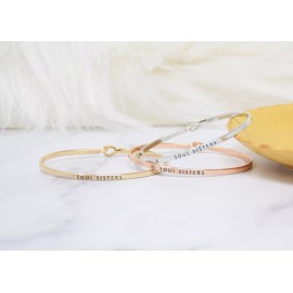 Curated Trinkets SOUL SISTERS | Inspired Message Engraved Simple Bangle | GOLD