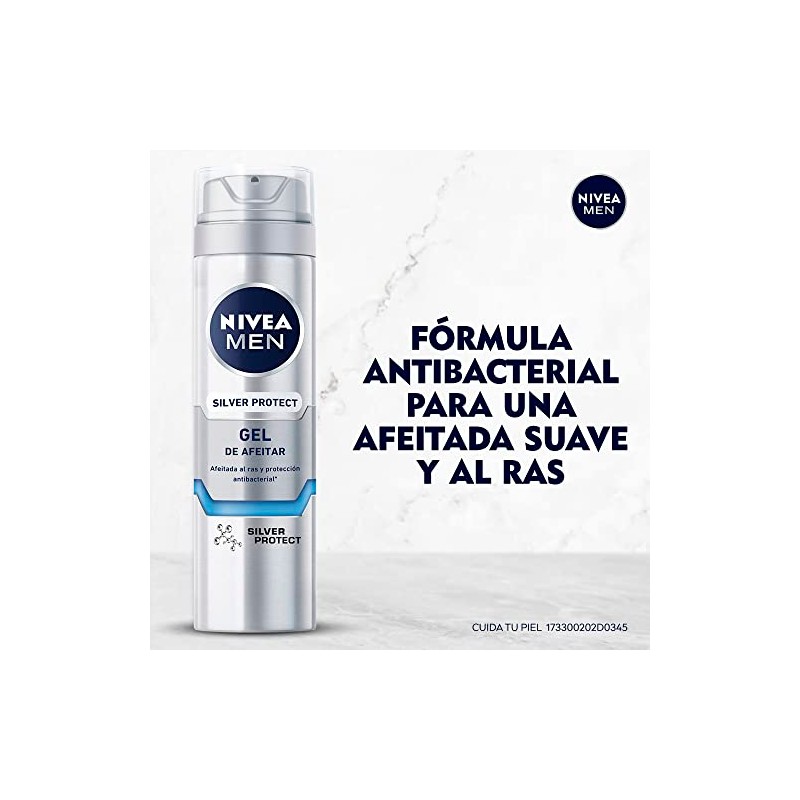 NIVEA MEN Gel para Afeitar Silver Protect (200 ml) Antibacterial