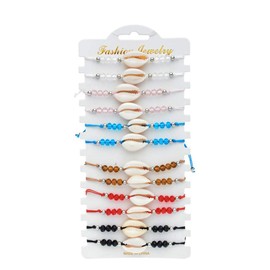 EXCEART Pack of 12 Women's Shell Bracelets Crystal Knitted Chain Bracelet Strand Bracelets Decoration for Women, 23 x 1 cm, Crystal