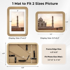 Axeman 4x6 Solid Oak Wood Picture Frames Matted to 3.5x5 with Tempered Glass for Wall Hanging & Tabletop Display, Vintage Wooden Photo Frame with Rounded Corners Perfect for Home Decor