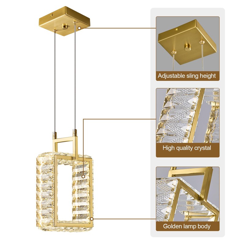zhllmq Kitchen Island Mini Light Fixture Modern Led Crystal Pendant