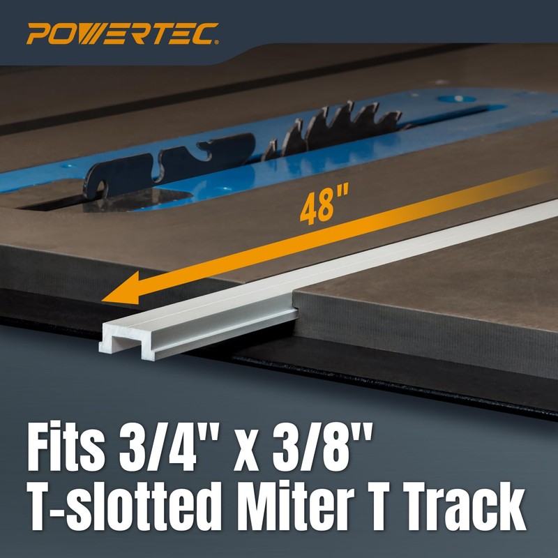 POWERTEC 48" Miter Bar for Table Saw, Crosscut Sled, Router