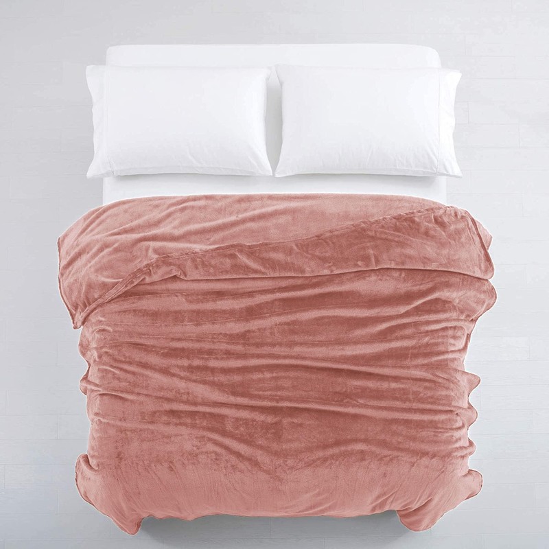 MOONLIGHT20015 Fleece Blanket Throws for Sofas - 400 GSM Pink
