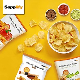 Supplify 24x50g High Protein-Chips vegan mit BBQ Geschmack - Low Carb Eiwei√üchips zum Abnehmen - Proteinchips kalorienarm, Fitness Snack Alternative