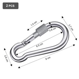 Super Strong Screw Carabiner 304 M8 Large Screw Carabiner Stainless Steel Carabiner with Screw 80 x 8 mm Fire Brigade Carabiner Hook with Screw Cap Load Capacity 240 kg for Outdoors, Camping, Hiking