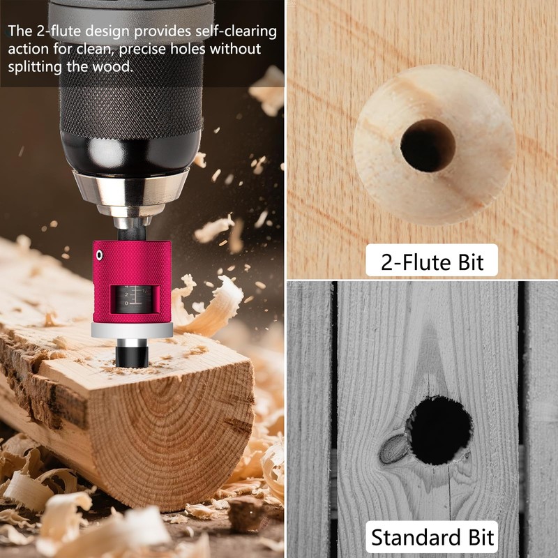 BURMONG 5-Piece Countersink Drill Bit Set with Adjustable Depth Stop,