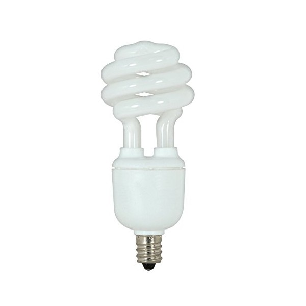 (Pack of 6) Satco S7361, 9-Watt Candelabra Base T2 Mini Spiral, 2700K, 120V, Equivalent to 40-Watt Incandescent Lamp for Enclosed Fixtures, Compact Fluorescent Bulb