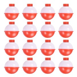 PATIKIL 25mm Fishing Bobber 16pcs Hard ABS Push Button Round Buoy Fishing Flow Tackle Red and White