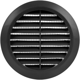 ECOPRO VENT Black 4" Inch Round Ventilation Grille with Insect mesh. (Duct 4Ø / Grille 5Ø) Ventilation Applications. Indoor and Outdoor Vent Cover. Available 3 Sizes / 4 Colors.
