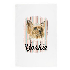 Purely Home Yorkie Tea Towel - Yorkshire Terrier This House Belongs to the Dog - Panama Cotton Kitchen Dish Towel/Drying Cloth - 67cm x 45cm - Gift for Dog Lovers