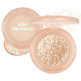 Eyeshadow Glitter – Champagne Gold & Pearlescent Highlighter – Shimmer Single Eyeshadow & Face Highlighter Talc-Free Vegan Pressed Powder Long-Lasting Waterproof Festival Makeup（06）