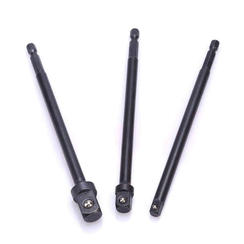 Gasea 3pcs 150mm Socket Adapter Impact Hex Shank Extension Drill