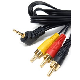 DRUT 1m Right Angle 4 Pole 3.5mm Jack To 3 x RCA Composite & Stereo Audio Video Lead Cable 3.3ft