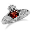 Silvershake Natural Heart Shape Garnet Irish Celtic Claddagh 925 Sterling