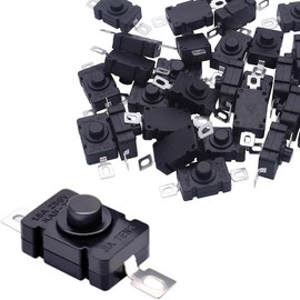 Gebildet 20Pcs Self-Lock Push Button Switch KAN-28 for Flashlight SMD Type ON-Off Mini Switch (Flat Pin with Hole)