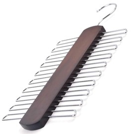 【WOODEN 360 DEGREE ROTATING ORGANIZER】20 PCS CLOSET STORAGE CAPACITY FOR TIES, BELTS AND SCARFS, STURDY WOODEN TIE HOLDER, EFFICIENT STORAGE