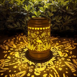 Lawn Social Solar Lanterns Outdoor Waterproof, Flamingos Metal Hanging Solar Lights for Outside, Garden Decor Birthday Gifts for Women Mom Grandma, Outdoor Lantern for Patio Yard Balcony Porch