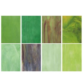 MECCANIXITY 8 Sheets Stained Glass Sheets,4 x 6 Inch Variety Mosaic Glass Tiles for DIY Projects Home Crafts Decoration,Green Series