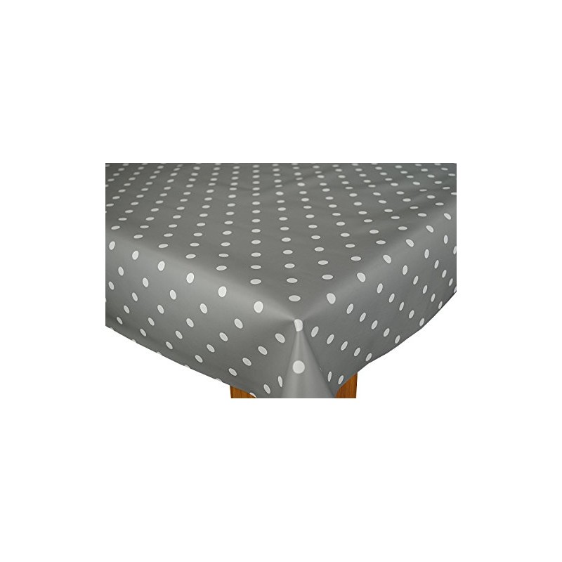 Karina Home Slate Grey Polka Dotty Wipe Clean Tablecloth Vinyl