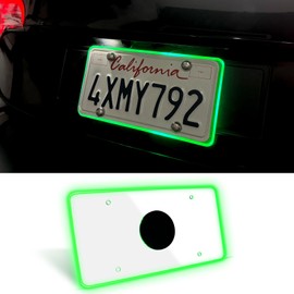 FXETRNL Waterproof LED License Plate Frame - Easy to Install License Plate Frame with Light, Universal License Plate Light with Anti-Scratch ABS Cover, Tinted License Plate Protector (DC12V, Green)