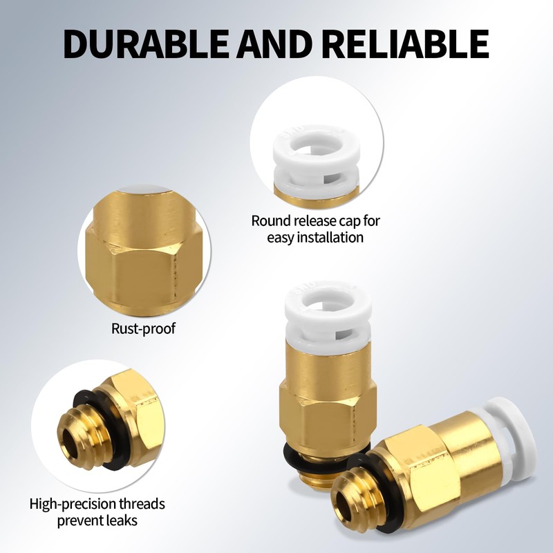BOXOB 20 Pcs PC4-M6 Pneumatic Connector Fittings, Push-to-Connect Bowden PTFE