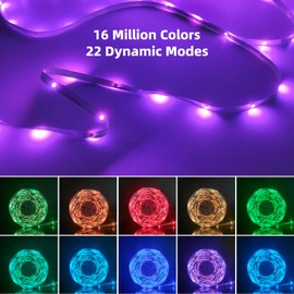 200 FT bedroom LED lights (2 rolls 100 FT), music synchronized color changing RGB LED strip lights, Bluetooth light with remote control and application control, used for home party decoration