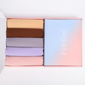 Febfim 4 PCS Muslim Women Soft Premium Solid Chiffon Hijab Scarves Shawl Long Scarf Wrap Scarves with Gift Box, 2025 5a, 70*28inches