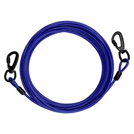 Tie Out Cable for Dogs, Runner Cable Outside Up to 125/250lbs, 10/15/20/30FT Long Leash & Chains for Yard Outdoor and Camping (Blue, 15FT)