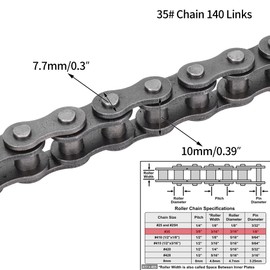 35 Chain Masters 140 Links #35 With Connecting Master Link for Baja Doodle Bug Blitz Dirt Bug Racer Motor Sports DB30 Harbor Freight Predator 212cc Go Kart Cart Motovox Mini Bike