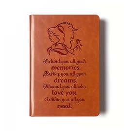 JOHSBYD Beauty and The Beast Leather Notebook Always Remember You’re Braver Than You Believe Leather Notebook TV Movie Gifts Inspirational Gifts for Son Daughter (behind you)