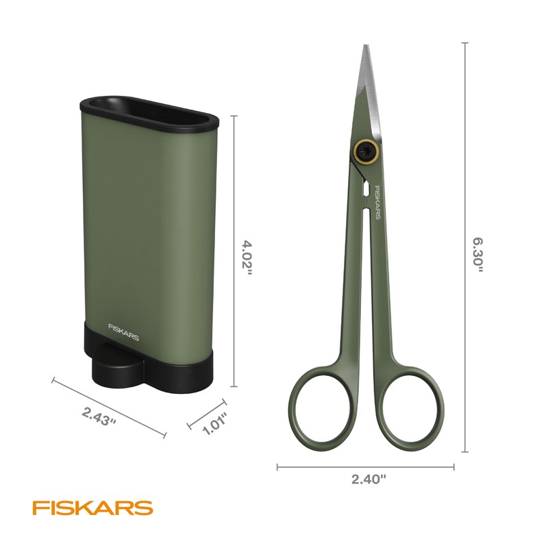 Fiskars Plant Detailer Snips & Holder, Precision Indoor Gardening Tool