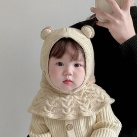 Children's Winter Knit Balaclava Hat - All-in-One Hallyu Style for Toddlers & Babies (lf2378) One Size/Style 2 3ea