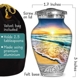 Waves on The Beach Keepsake Urn for Adult Human Ashes | Handcrafted Funeral Memorial | Seascape Funeral Decorative Cremation urn for Women and Men