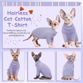 DENTRUN Sphynx Hairless Cats Shirt Pullover Kitten T-Shirts, Breathable Cat Wear Turtleneck Sweater Adorable Cat's Clothes Vest Pajamas Jumpsuit