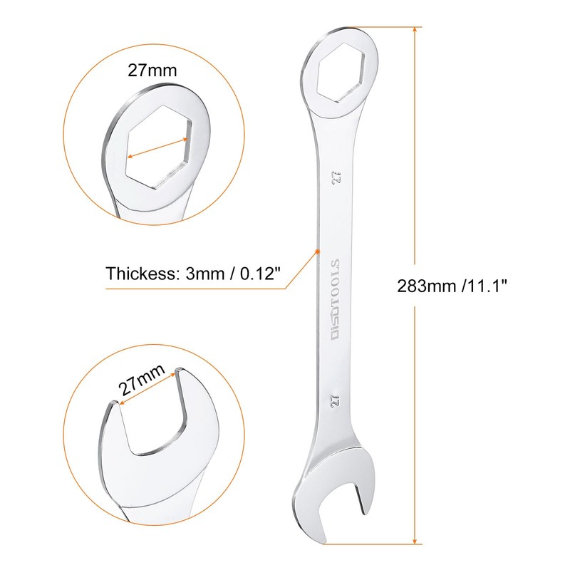 sourcing map Thin Combination Wrench Metric 27mm 6-Point Ended Box