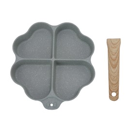 Egg Frying Pan Nonstick Heart Shaped 4 Cup Uniform Heating Pancake Pan with Handle for Kitchen Green