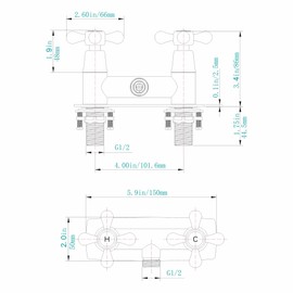 SKOWLL RV Shower Faucet, 4" Wall Mount Outdoor Camper Shower Valve Replacement, All Metal Mobile Home Bathroom Valve Diverter with Dual Handle, Brushed Nickel