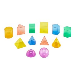 edxeducation-21339 Transparent Volume Set - Set of 12 Different Shapes - Geometric Solids - Math Supplies for Kids