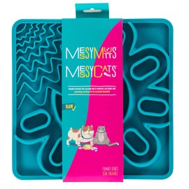 Messy Mutts and Cats Framed Silicone Multi-Surface Lick Mat | 9.5” x 9.5“ | Slow Feeder Mat for Boredom & Anxiety | Interactive Lick Pad for Dogs and Cats | Blue