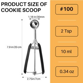JUNADAEL J Mini Cookie Scoop, 2 Teaspoons/ 10 ml (1/3 oz) Cookie Dough Scoop, Cookie Scoop for Baking, Comfortable Grip, Non-Slip