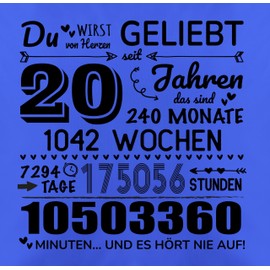 Cushion Cover - Pillow - 20 Years - You Will Be Loved From The Heart | 20th Birthday | 20th Birthday Gifts | 20th Birthday Gifts for Men and Women - 50 x 50 cm - Blue - 20s Twenty