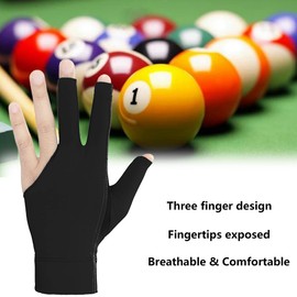 3 Finger Snooker Gloves, Billiard Pool Cue Gloves Billiard Non Slip Billiard Glove Billiard Pool Gloves Left Hand Wear Resistant Billiard Gloves Accessories for Men and Women (Black)