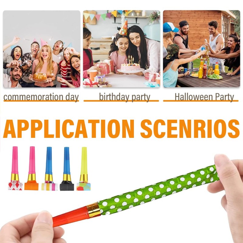 SIRLOMU Pack of 15 Party Flutes Blower Party Whistle Noise-Maker