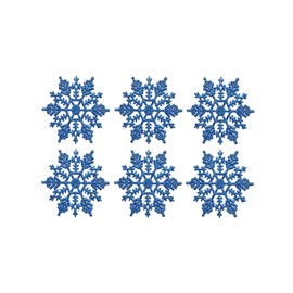 Sea Star 3inch Blue Plastic Snowflake Ornaments 24pcs Tiny Sparkling Iridescent Glitter Snowflake Ornaments on String Hanger for Decorating,Chirstmass Tree,Crafting and Embellishing (3inch, Blue)