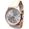 Women's Diamond Crystal Rhinestone Leather Quartz Wrist Watch (A White)