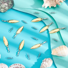 SUPERFINDINGS 15 Gold Fishing Lures Willow or Colorado Blade Spinner Blades Bearing Swivels Tail Spinner Spinnerbait Lure Making Supplies Bass Lures with 15 Fishing Spring Pins