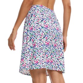 M MOTEEPI Faldas modestas hasta la rodilla para mujer, pantalones deportivos de golf, con bolsillos, protección UV, cintura alta, flores coloridas, XXL