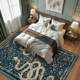 LIVEBOX 5x7 Washable Area Rug - Snake Rug for Living Room, Non-Slip Soft Bedroom Rugs, Low Pile Indoor Carpet for Dining Room Home Office(5x7ft, Blue)